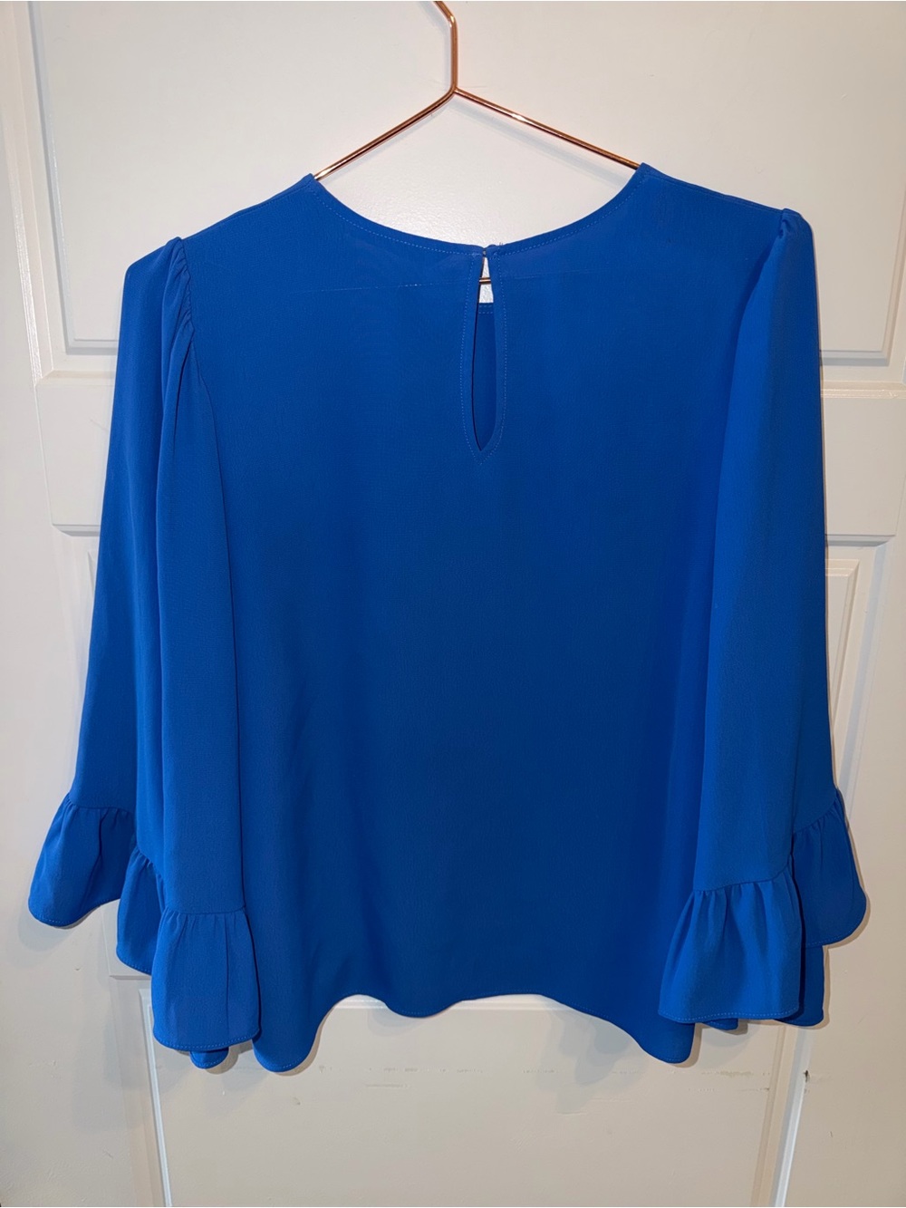 Zara Blue Ruffle Bell-Sleeve Blouse - Picture 4 of 5